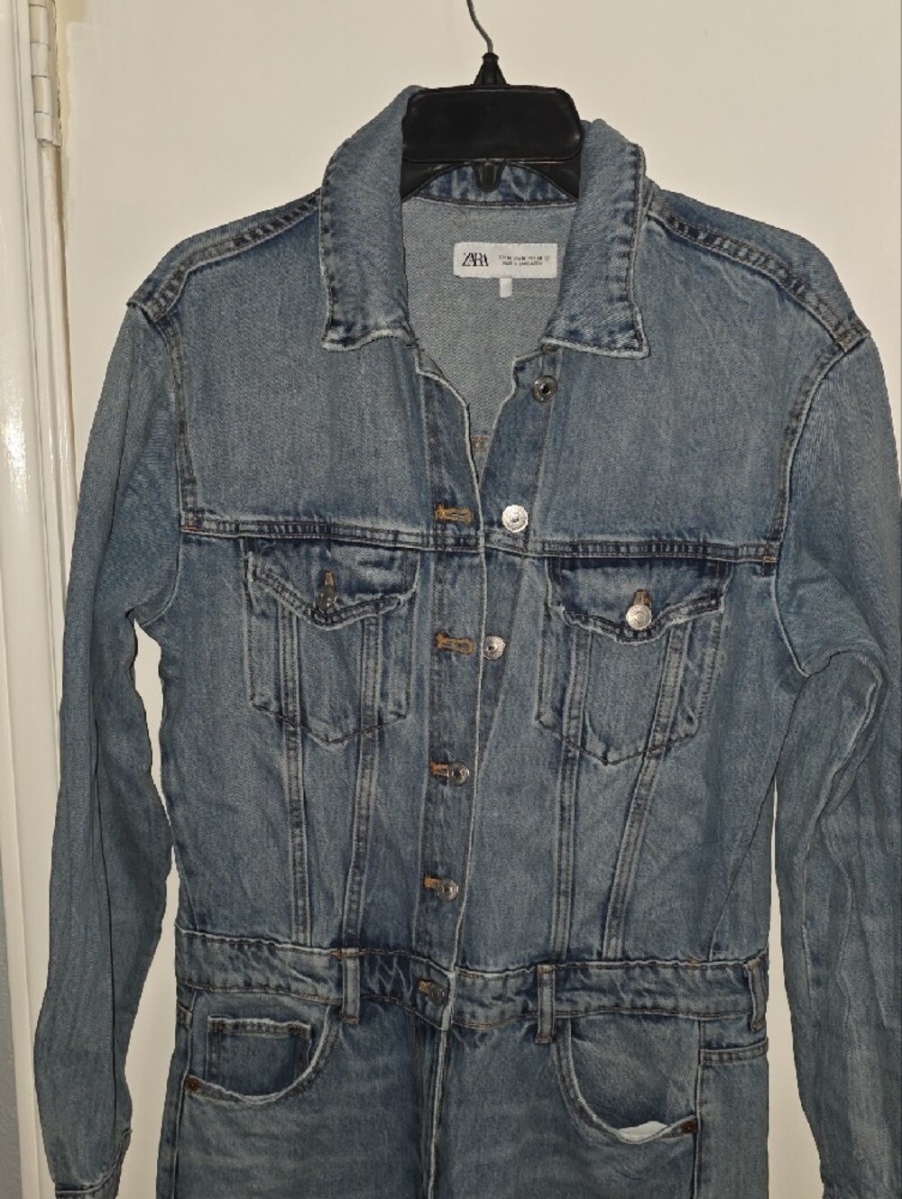 Zara Light Blue Denim Jumpsuit - Picture 3 of 7